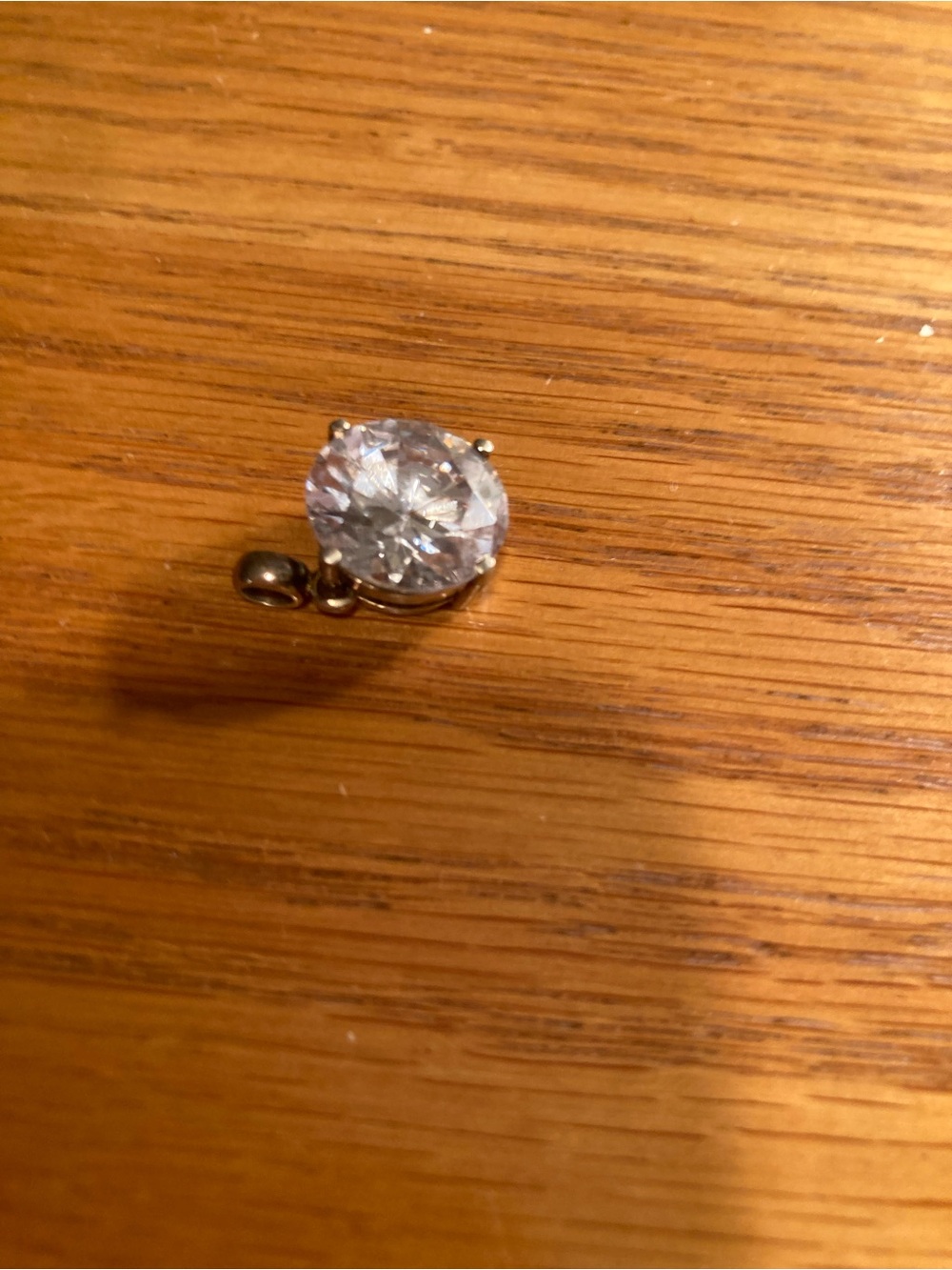 Round Clear Cubic Zirconia Pendant in Silver Tone